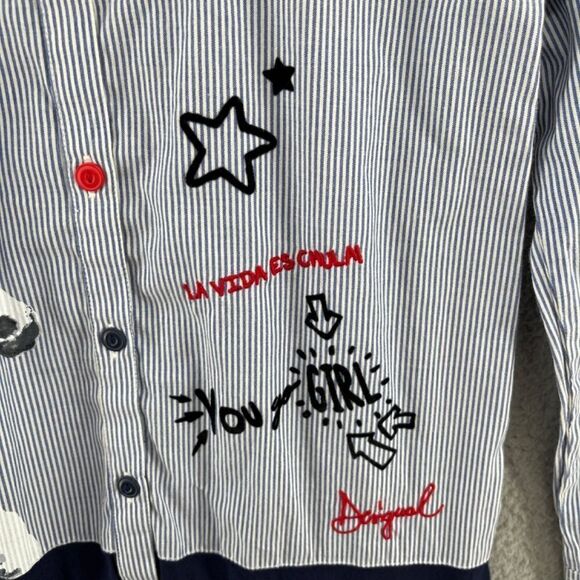 Desigual Girls Long Sleeve Dress Size 9/10 artsy preppy stripes - Picture 6 of 14